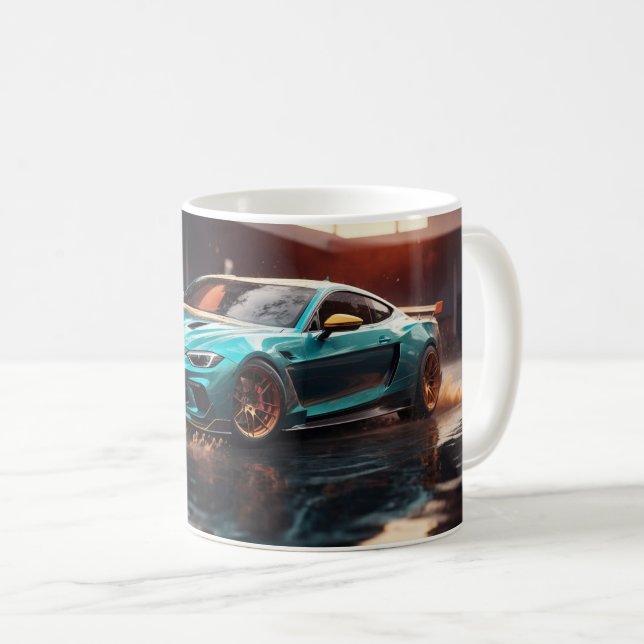 Mug Voiture de sport classique Blue Drifting (Devant droit)