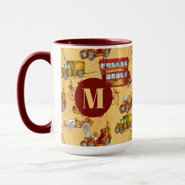 Mug Voitures, Bus Et Vélos Vintage (Gauche)