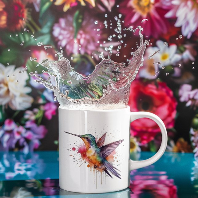 Mug Vol coloré, colibri aquarelle (Créateur téléchargé)
