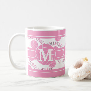 Mug Volley-ball rose - Monogramme