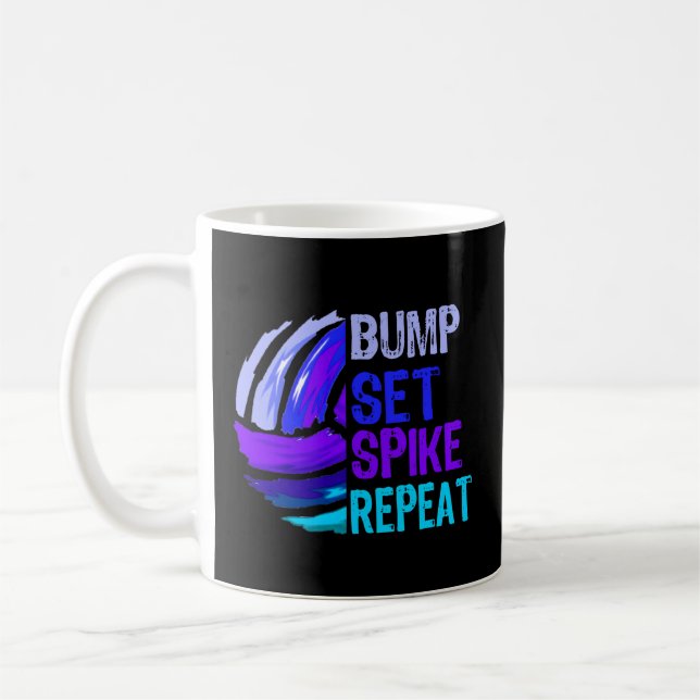 Mug Volleyball Bump Set Spike Repeat Blue Purple N (Gauche)