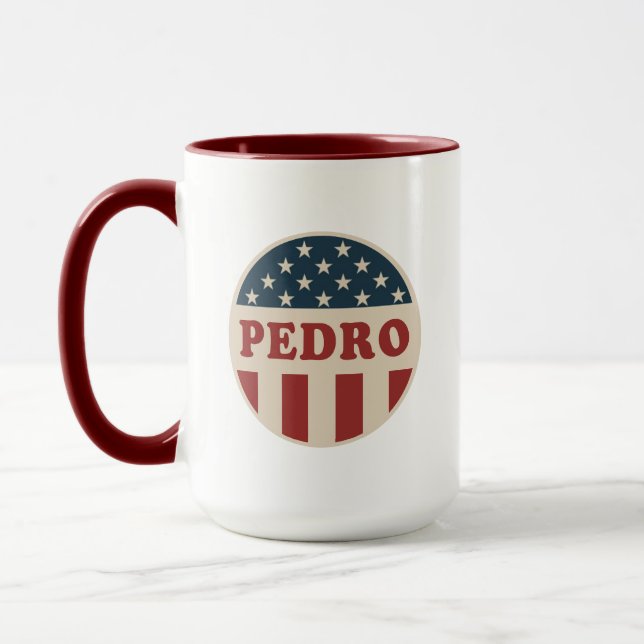 Mug Vote pour Pedro Classic Retro American Voter Butto (Gauche)