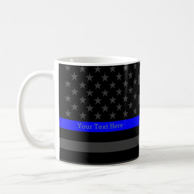 Mug Votre drapeau noir mince de Blue Line USA des (Gauche)