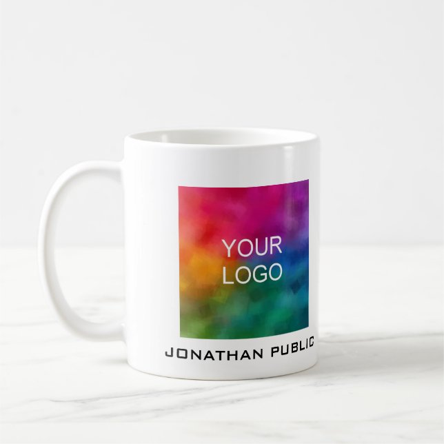 Mug Votre Entreprise Logo Ajouter Nom Texte Moderne (Gauche)
