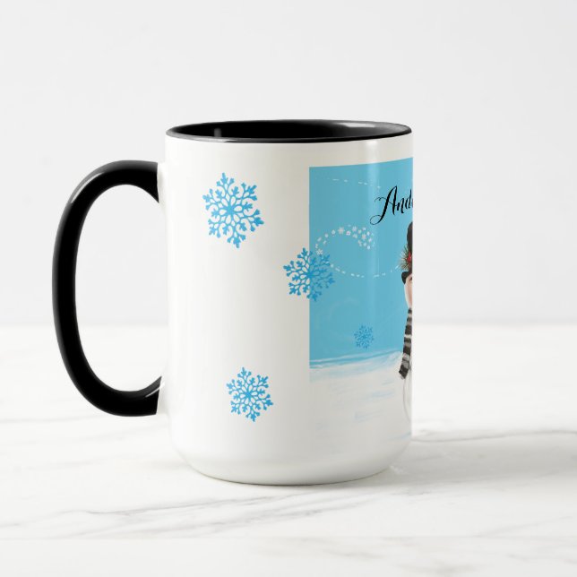 Mug Votre famille en vacances snowmen (Gauche)