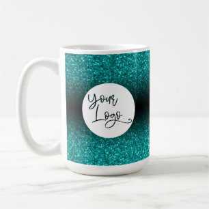 Mug Votre logo d'entreprise, Parties scintillant Turqu