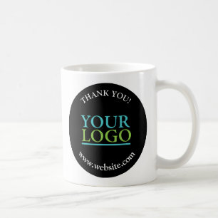 Mug Votre logo, Merci, nom et site web, Cercle noir