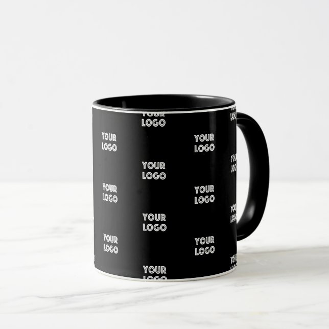 Mug Votre logo simple répétition de logo | Noir (Devant droit)