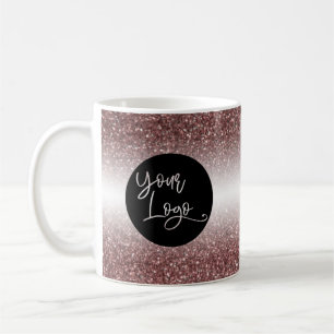 Mug Votre logo sur ombre rose foncé or et blanc