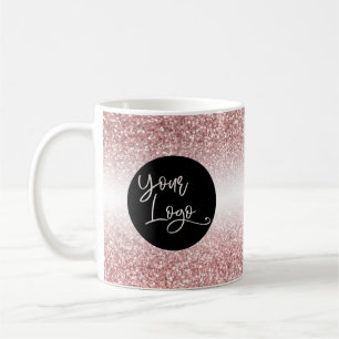 Mug Votre logo sur ombre rose or clair et blanc