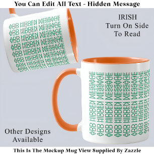 Mug Votre message caché personnalisé Irlandais Drapeau