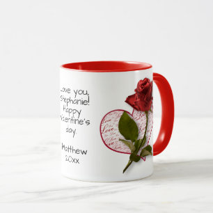 Mug Votre message Red Rose Photo Valentine