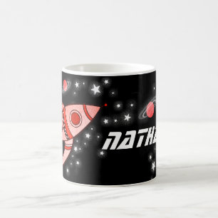 Mug votre nom (9 lettres) espace rouge noir enfants mu