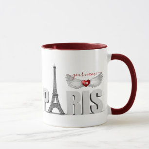 Mug Votre nom à Paris Tour Eiffel Heart Angel Wings