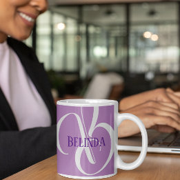 Mug Votre nom et la Lavande initiale Purple Grey