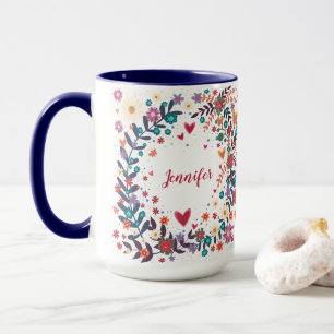 Mug Votre nom Floral Personnalisé Plutôt Inspiritisme
