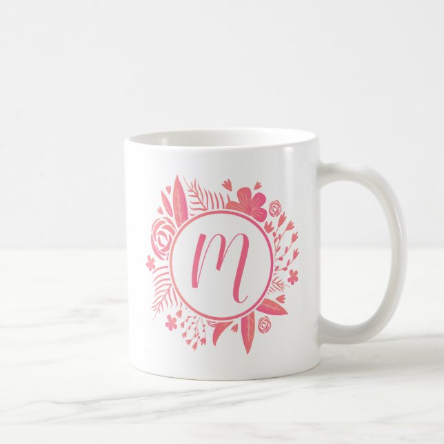 Mug Votre nom | Monogramme floral (Droite)