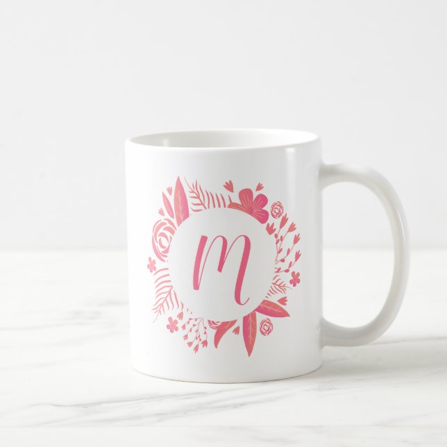 Mug Votre nom | Monogramme floral (Droite)