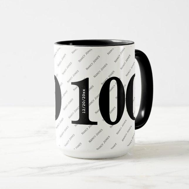 Mug Votre nom Motif - Noir & Blanc - Bold 100 (Devant droit)