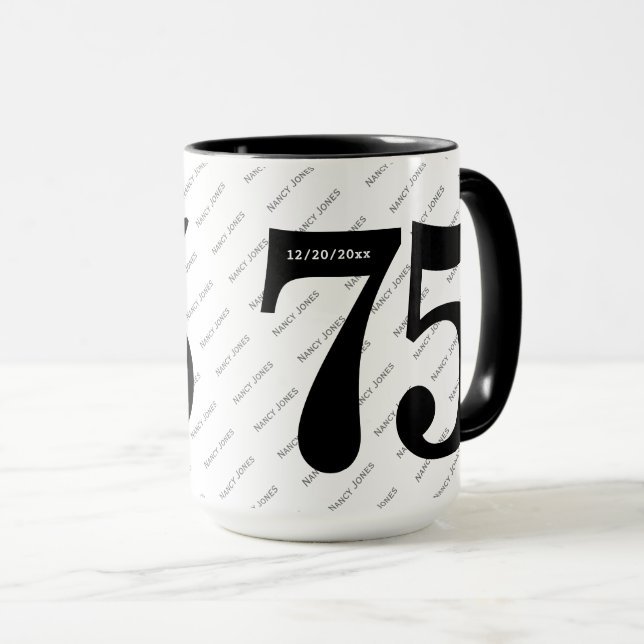 Mug Votre nom Motif - Noir & Blanc - Bold 75 (Devant droit)