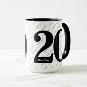Mug Votre nom Motif - Numéro Gras 20 - Noir/Blanc