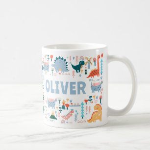 Mug Votre Nom Personnalisé Enfants Dinosaures colorés 