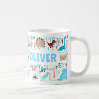 Votre nom personnalisé Kids Cute Blue Brown Dinosa