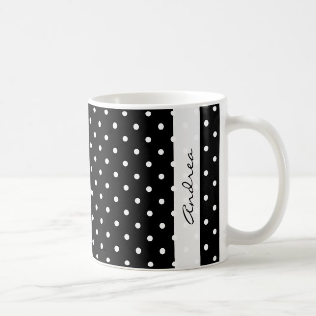 Mug Votre nom - Pois, Motif pointé - Noir (Droite)