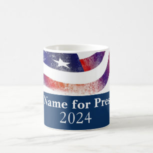 Mug Votre nom pour président 2024 Drapeau Américain