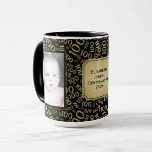 Mug Votre photo 100e anniversaire Motif du numéro d'o