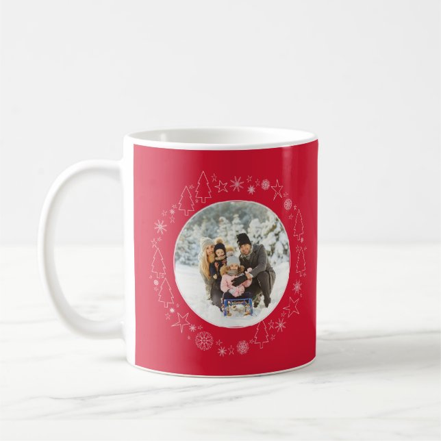 Mug Votre photo avec Original Handrawn Christmas Wreat (Gauche)