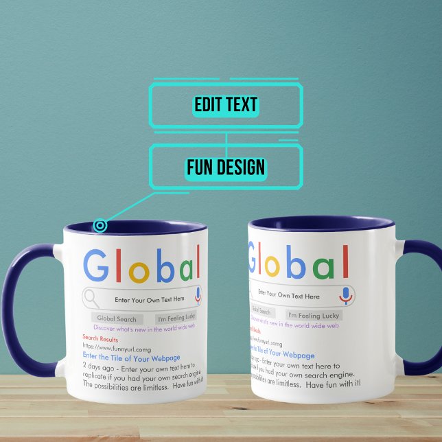 Mug Votre propre moteur de recherche Funny 11oz (Ever wanted your own global web search engine? Well now you have one! )