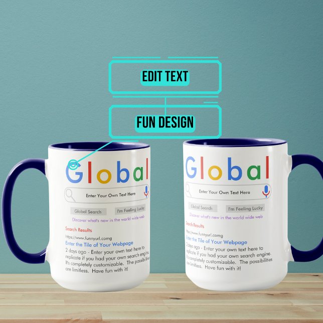 Mug Votre propre moteur de recherche Funny 15oz (Ever wanted your own global web search engine? Well now you have one! )