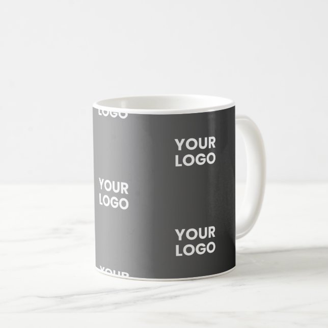 Mug Votre simple logo répétitif | Gradient noir et gri (Devant droit)
