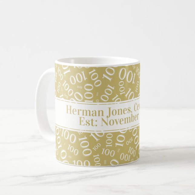 Mug Votre texte : 100e anniversaire Numéro Motif Or (Devant gauche)