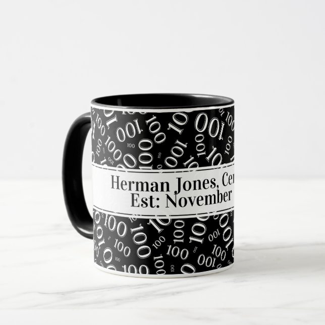 Mug Votre texte : 100e anniversaire Numéro Motif Or (Devant gauche)