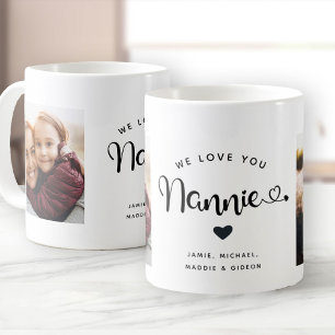 Mug Vous aimez Nannie Coeurs Personnalisé Deux Photo C