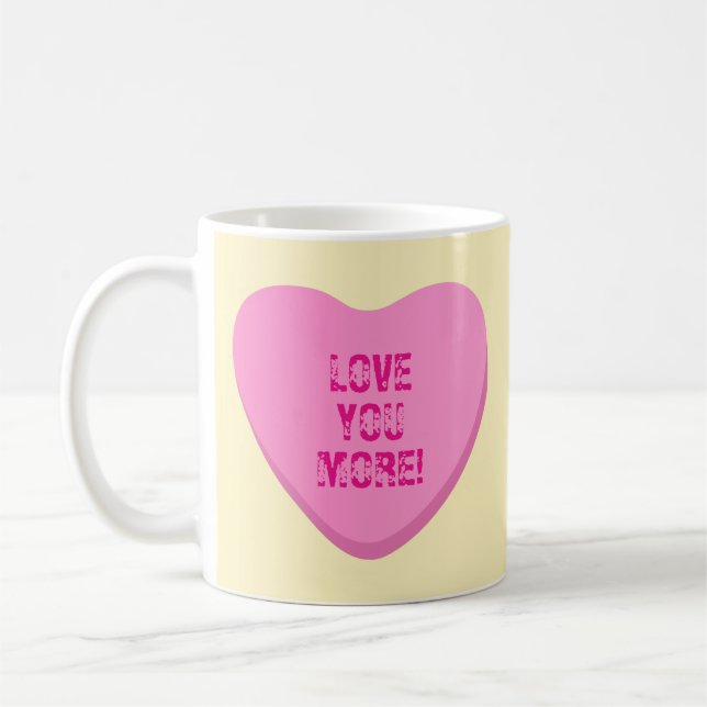 Mug Vous aimez plus vous aimez les coeurs de bonbons r (Gauche)