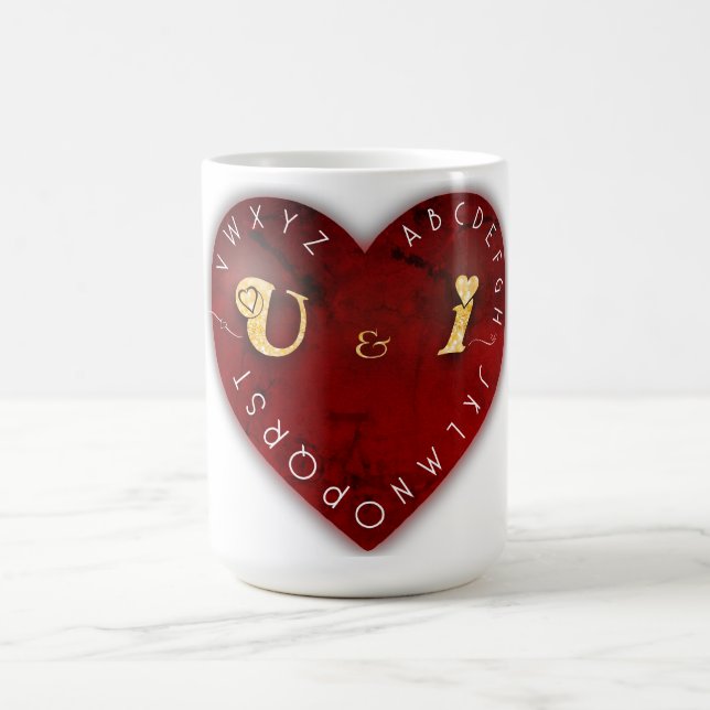Mug Vous et moi - jeu d'alphabet sur un coeur rouge (Centre)