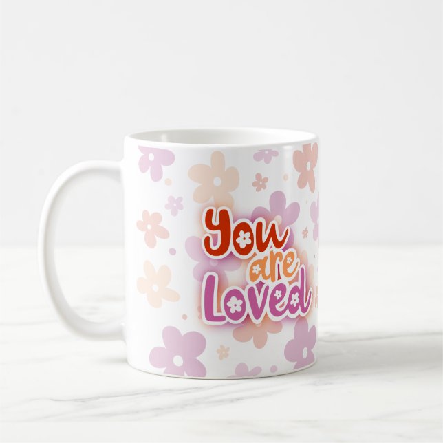 Mug Vous êtes adoré Fleurs Lesbian Pride Letters (Gauche)