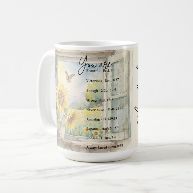 Mug Vous êtes : Belles, Écritures personnalisées (Devant gauche)