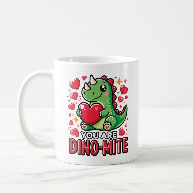 Mug Vous êtes Dino-Mite - Jolie Dinosaur Saint Valenti (Gauche)