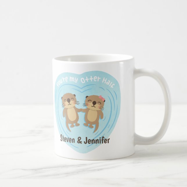 Mug Vous êtes ma moitié de loutres, deux personnalisée (Droite)