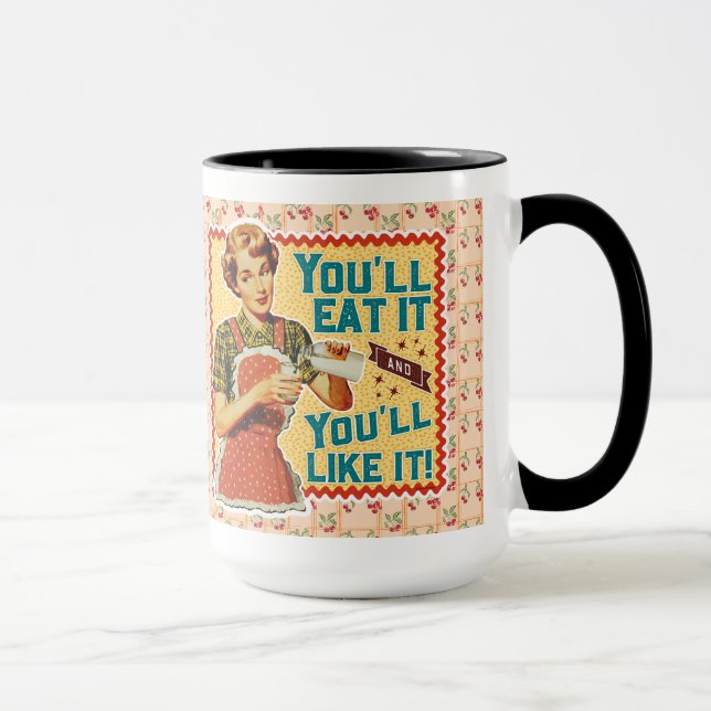 Mug Vous le mangerez et vous l'aimerez ! - Retro Maman (Droite)
