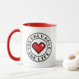 Mug Vous N'Avez Qu'Un Jeu Vidéo Coeur Pixel Vie