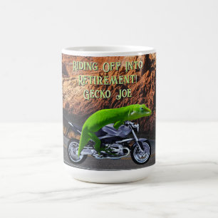 Mug Voyage à la retraite Gecko Moto personnalisée