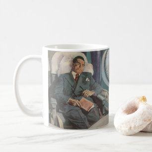 Mug Voyage d'affaires vintage, lecture sur l'avion