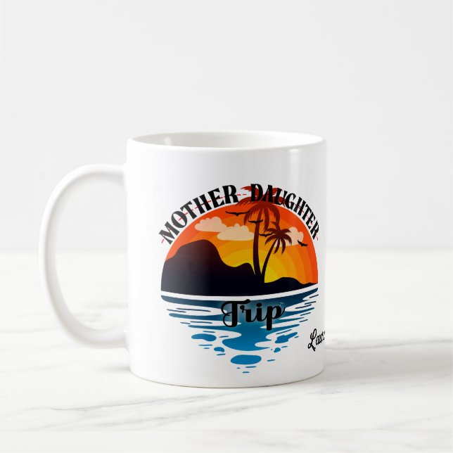 Mug Voyage de fille mère, coucher de soleil tropical (Gauche)