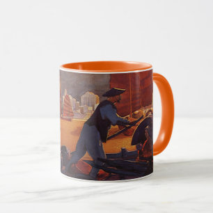 Mug Voyage Vintage, Avion au-dessus de jonques à Hong 