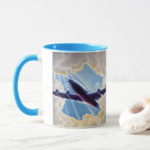 Mug Voyage Vintage, Avion Volant dans les Nuages dans